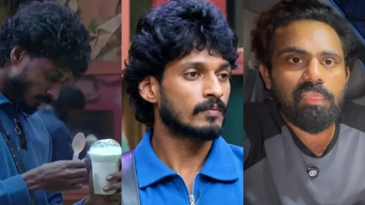 Bigg Boss Malayalam contestant Shijin during a house task, promotional still from the reality show.