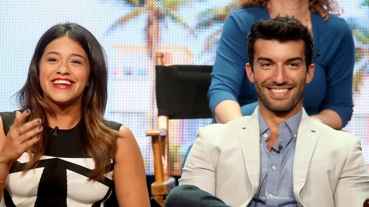 Gina Rodriguez and Justin Baldoni pictured together at a public event