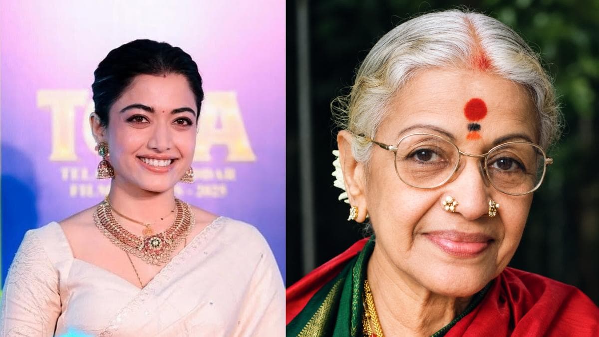 Rashmika Mandanna at a promotional event, announced to play MS Subbulakshmi in an upcoming biopic
