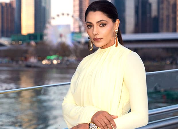 Saiyami Kher speaking during a promotional event for Haiwaan