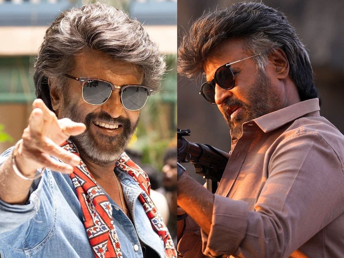 Promotional poster of Rajinikanth from Jailer 2 alongside box office graphics comparing advance sales figures