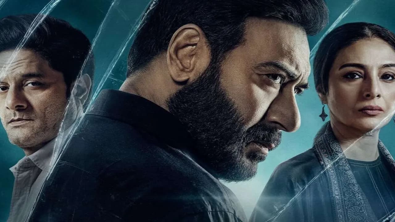 Promotional poster of Drishyam 3 featuring Ajay Devgn and Tabu