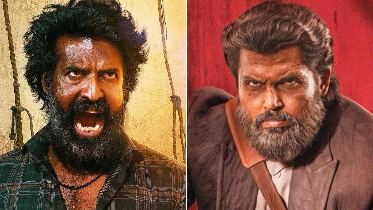 Promotional posters of Karthi's Sardar 2 and Soori's Mandaadi side by side representing their box office clash.