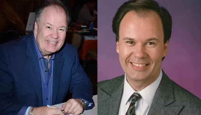 Dennis Haskins smiling in a promotional photo as Principal Richard Belding from Saved by the Bell.