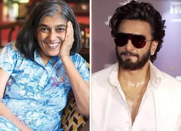 Ratna Pathak Shah and Ranveer Singh sharing a light moment on the set of their latest film