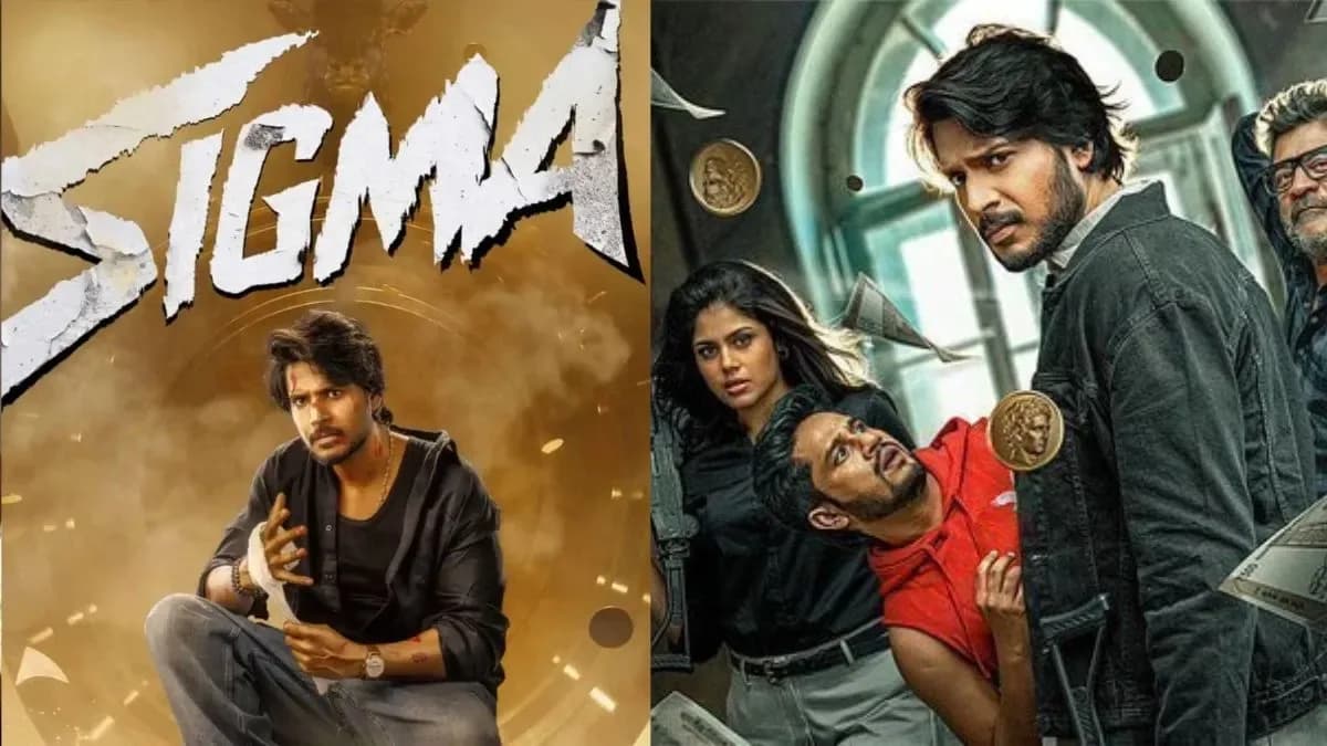 A still from *Sigma*, featuring Sandeep Kishan in an action pose, with the film's title in bold letters.