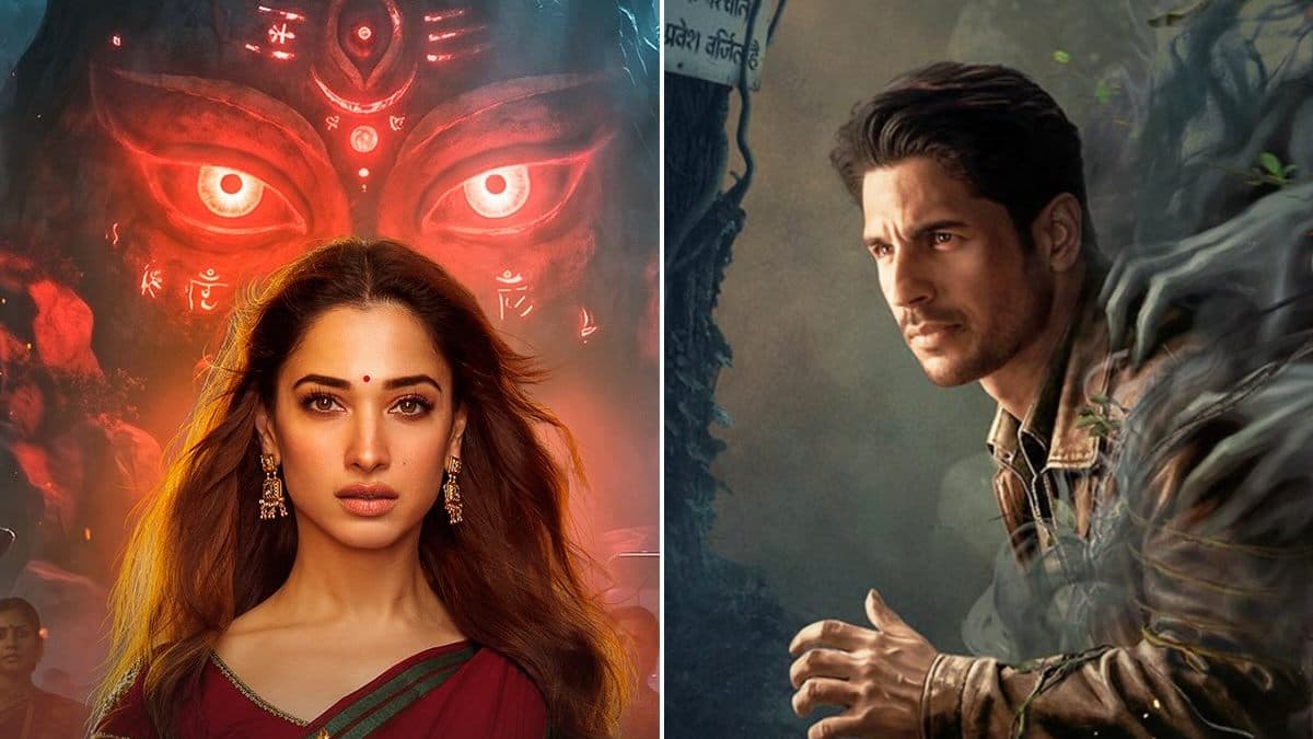 Poster of Vvan featuring Sidharth Malhotra and Tamannaah Bhatia against a dark, forested backdrop