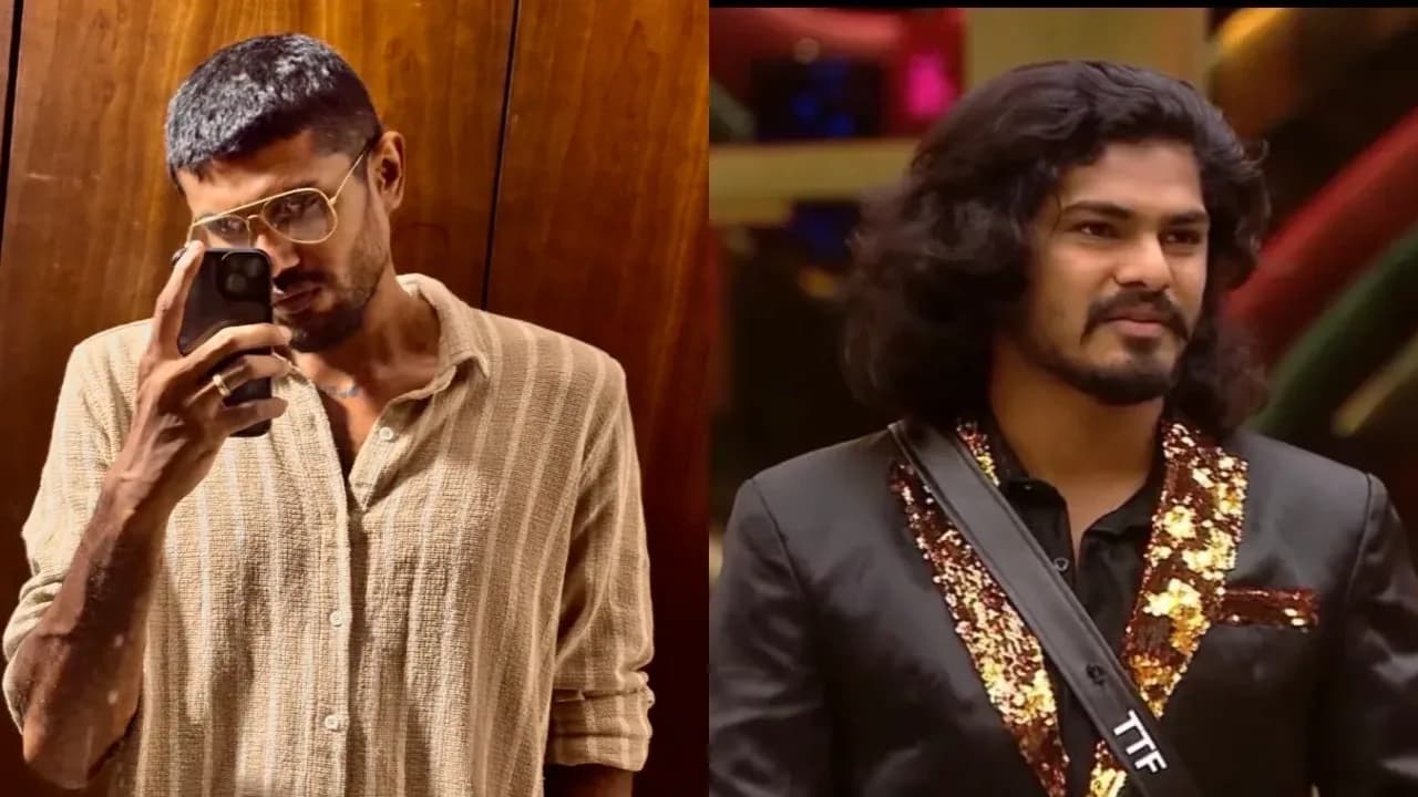 Contestants arguing on the Bigg Boss Tamil 10 set during the Survival Battle task, with host Vijay Sethupathi's show logo visible in the background.