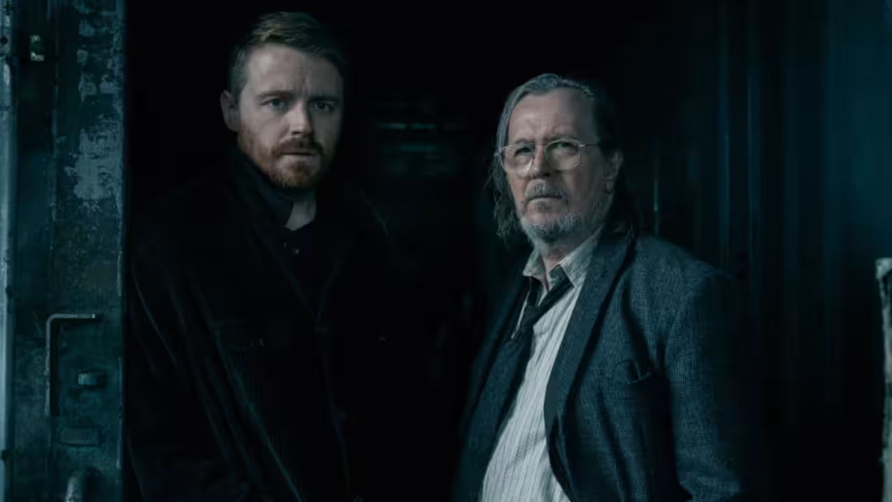 Gary Oldman and Jack Lowden together at a press event for Slow Horses