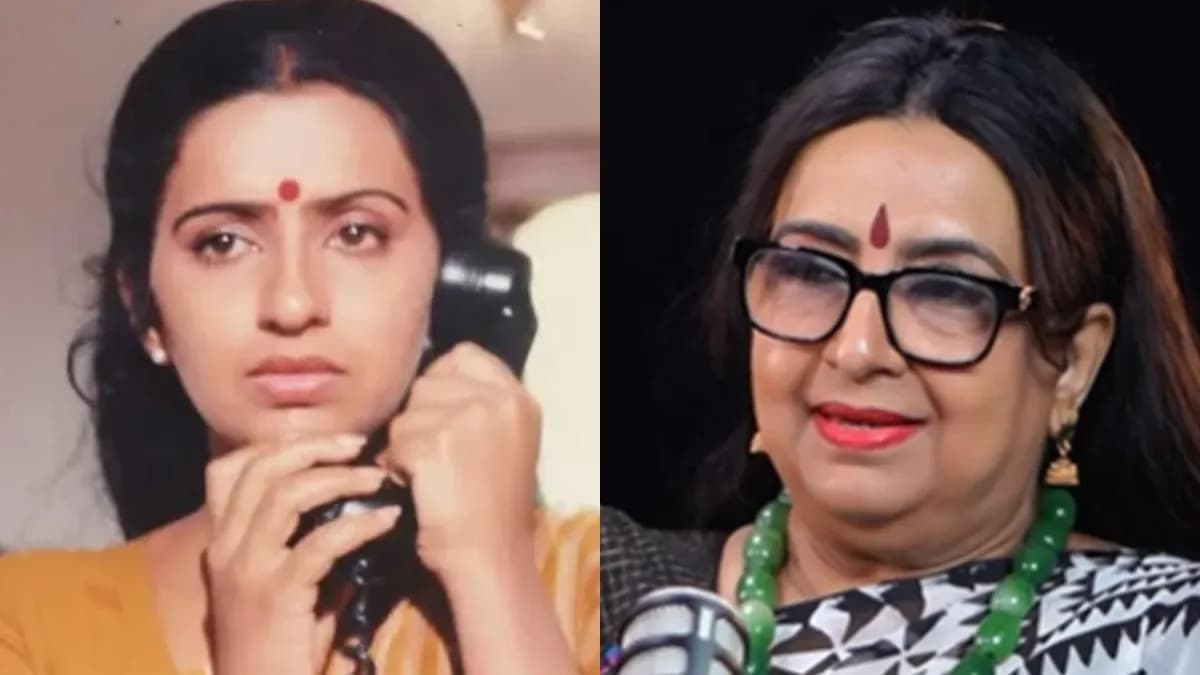 Actress Ambika speaking in a recent interview, looking reflective