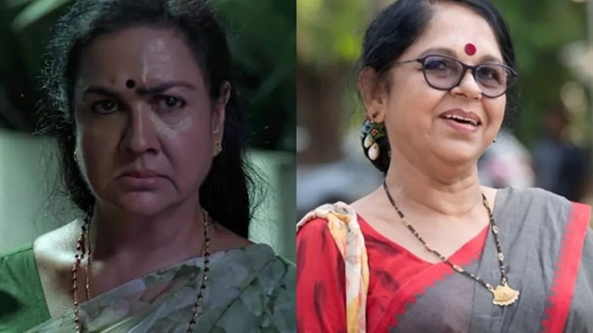 Urvashi in a still from the Malayalam film Aasha, playing a mother in emotional distress.