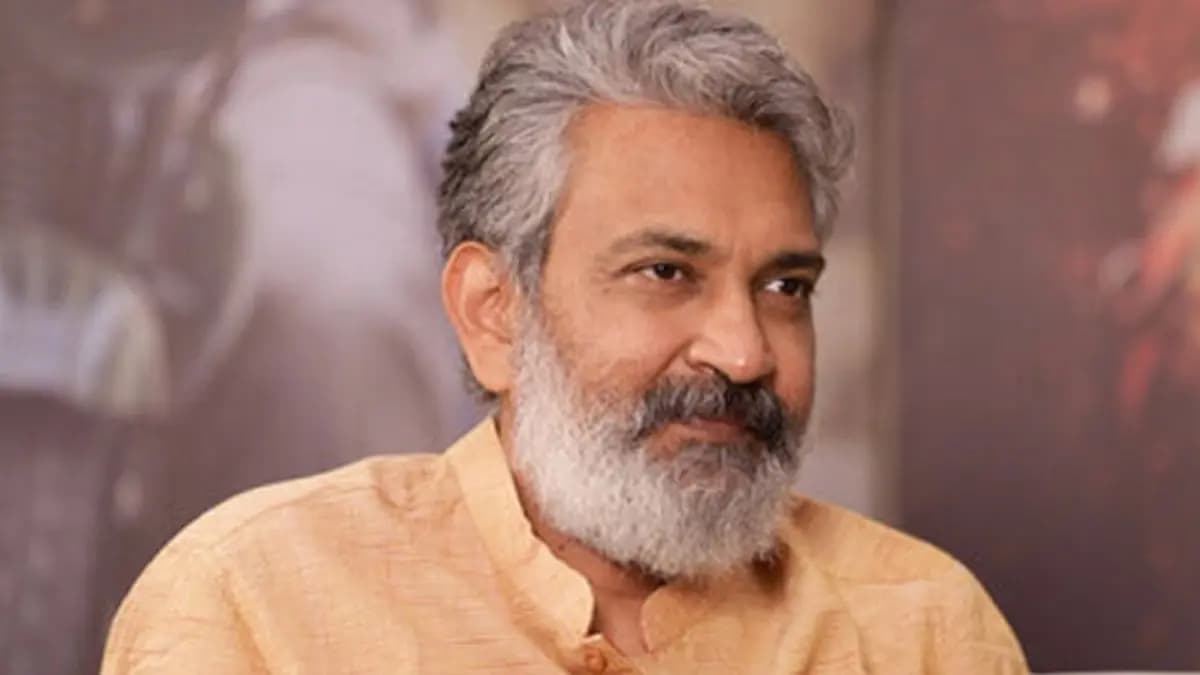 SS Rajamouli on a film set, associated with his upcoming project Varanasi