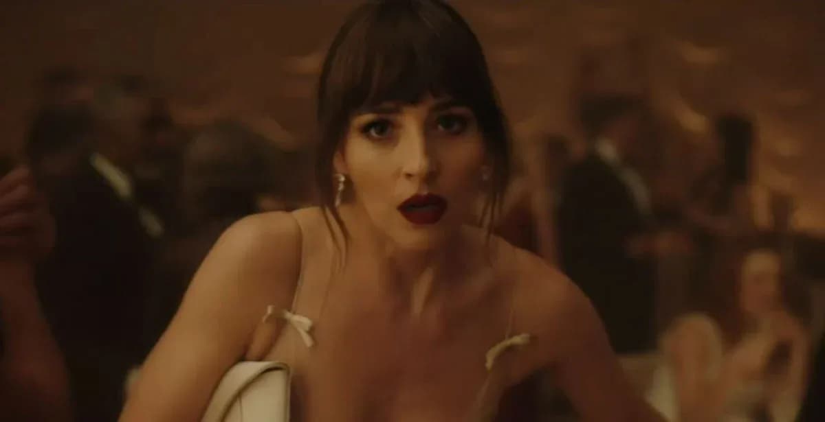 Dakota Johnson and Taylor Swift on set of the ‘Patient Zero’ music video, with Colin Farrell in the background