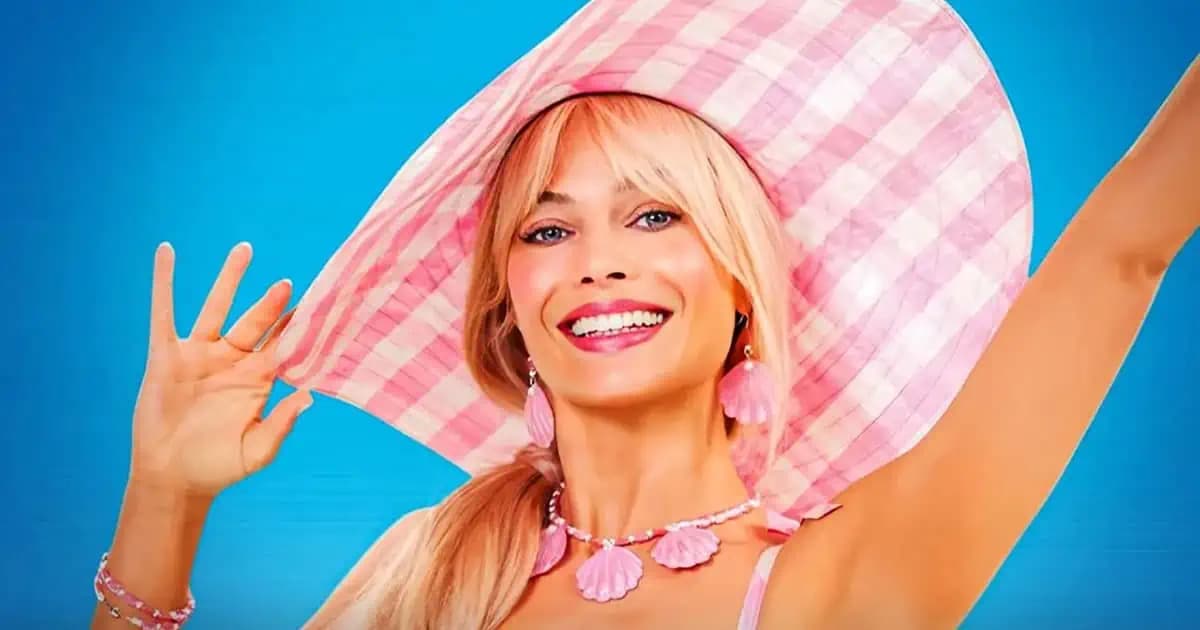 A stylized image of a pink Barbie doll with a red 'X' over her face, set against a dark background