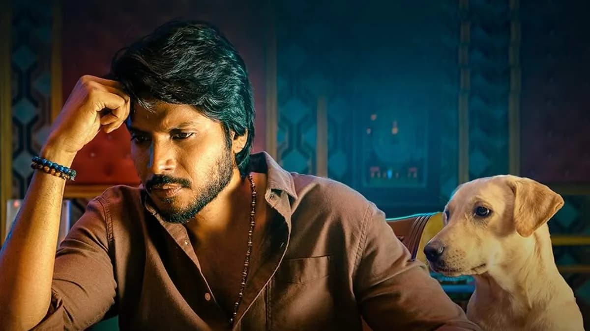 A still from Sigma showing Jason Sanjay and Sundeep Kishan in a tense scene
