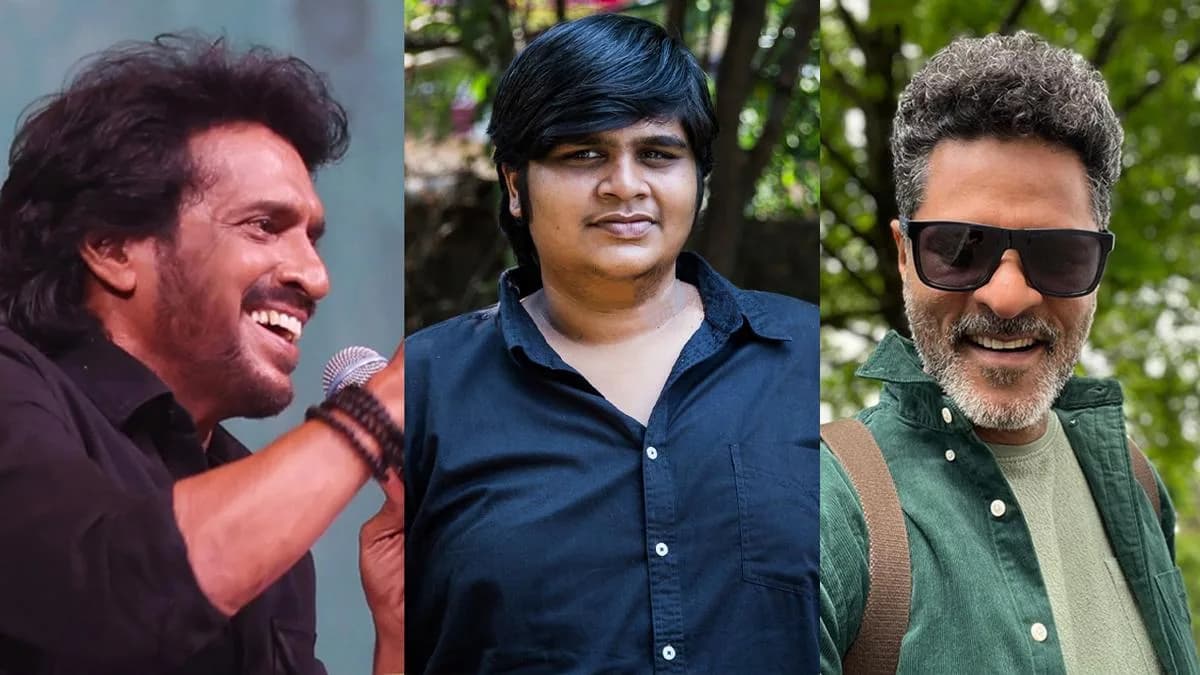 Karthik Subbaraj on set with Upendra, Prabhu Deva and Atharvaa discussing a dance sequence