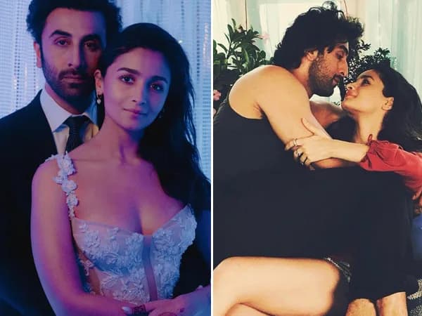 Alia Bhatt and Ranbir Kapoor sharing a close embrace in a birthday Instagram post