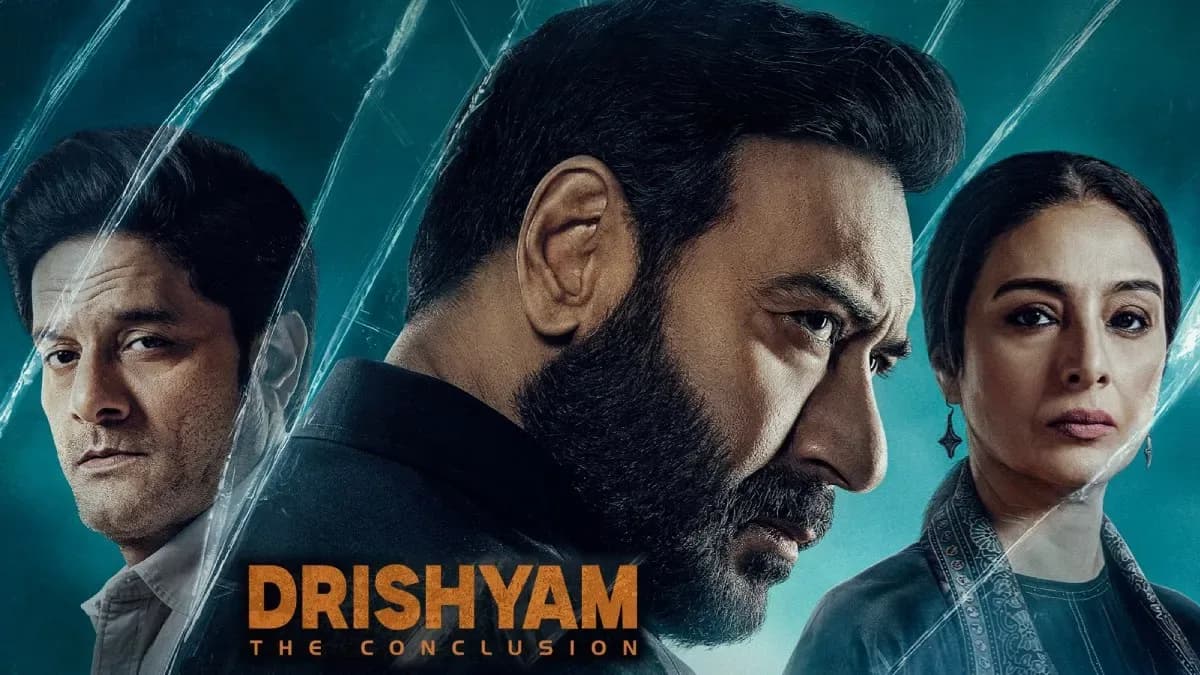 Ajay Devgn and Tabu pose together at a Drishyam: The Conclusion promotional event