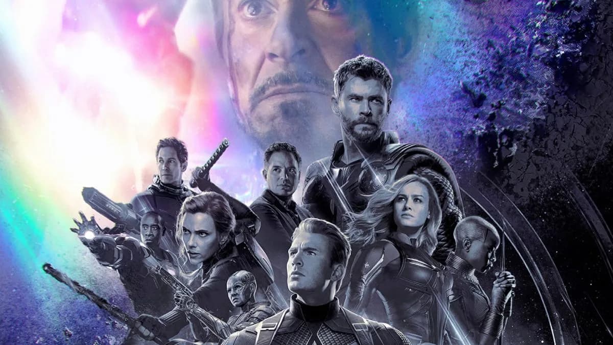 A still from Avengers: Endgame featuring the main Avengers team standing together.
