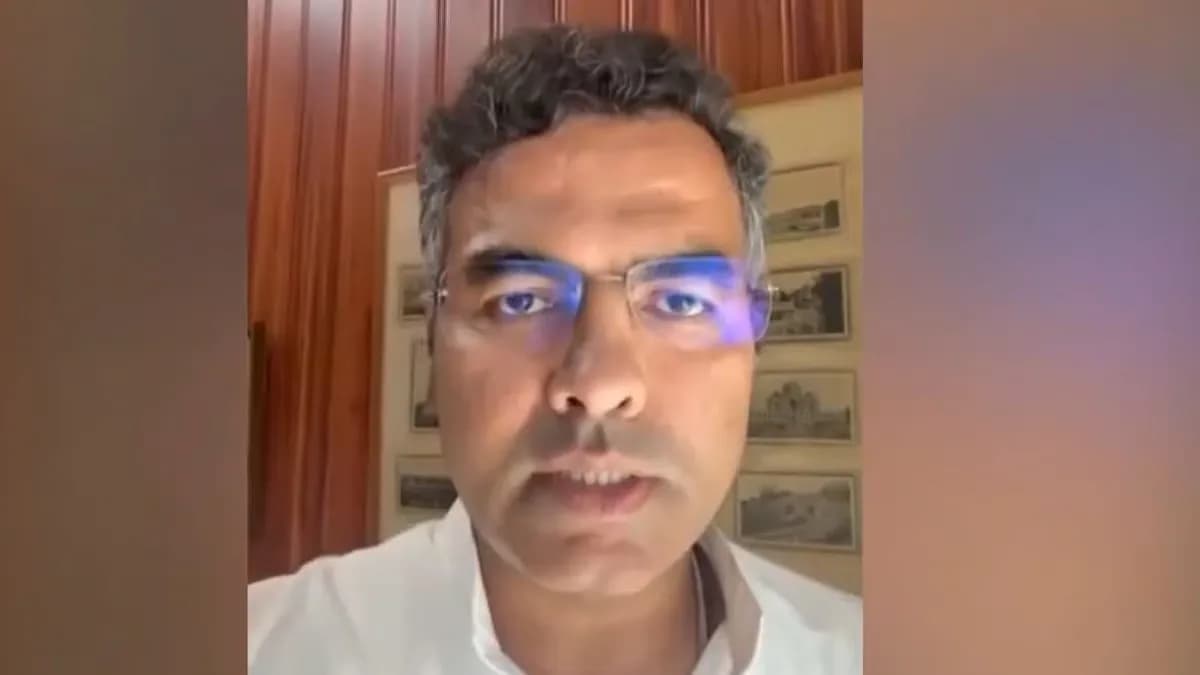 Delhi PWD Minister Parvesh Verma speaking to reporters amid a road inspection controversy in Tilak Nagar.