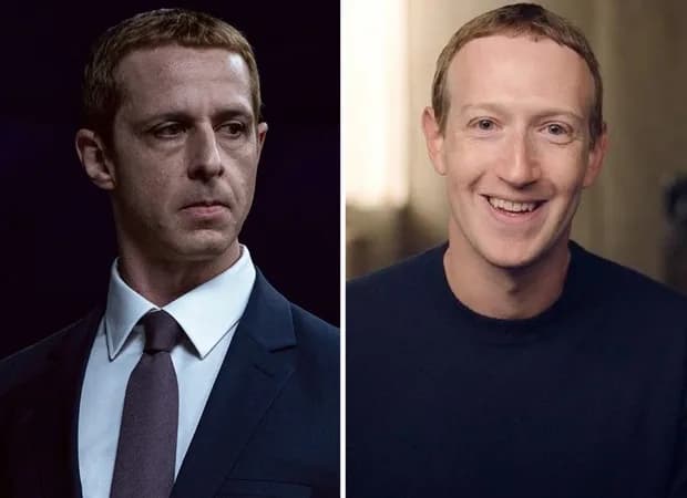 Jeremy Strong in a studio portrait, preparing to portray Mark Zuckerberg for The Social Reckoning