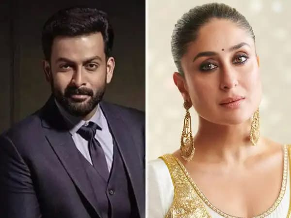 Character posters of Kareena Kapoor Khan as DCP Ajooni Kohli and Prithviraj Sukumaran as DCP Raman Kumar from the film Daayra, both looking intense in police uniform.