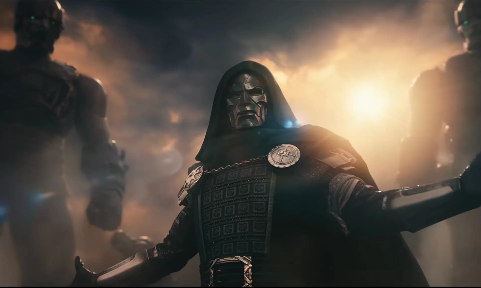 Promotional image for Avengers: Doomsday featuring the assembled Marvel superhero cast against a dark backdrop