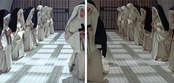 Restored 4K frame from Ken Russell's 1971 film The Devils showing improved clarity and colour compared to the original print.