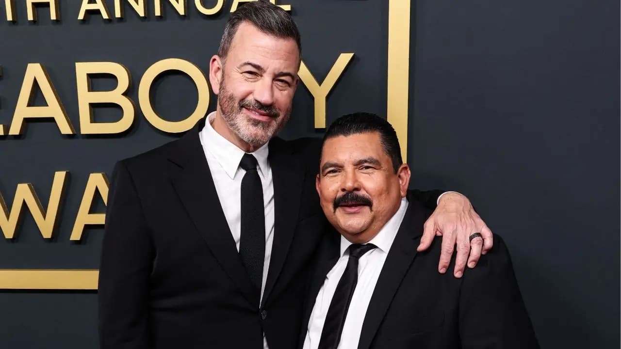 Jimmy Kimmel and Guillermo Rodriguez on stage during a live episode of Jimmy Kimmel Live!