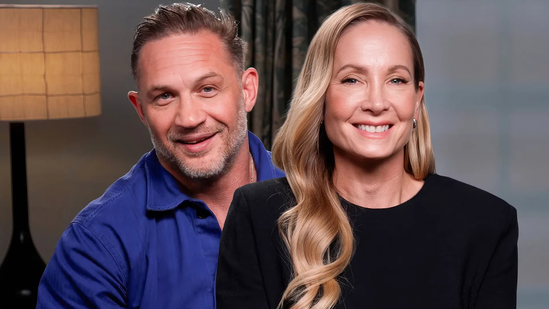 Tom Hardy as Harry Da Souza and Joanne Froggatt as Jan in a promotional still from MobLand Season 2