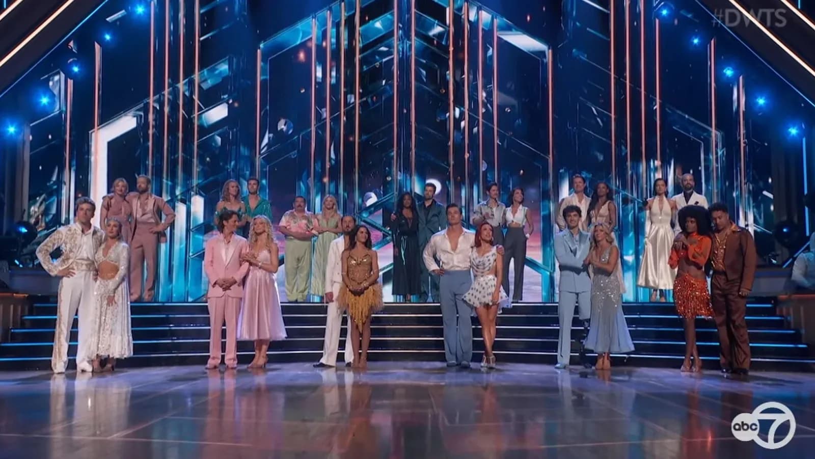 Taylor Hanson dancing with professional partner Britt Stewart on the Dancing with the Stars ballroom floor