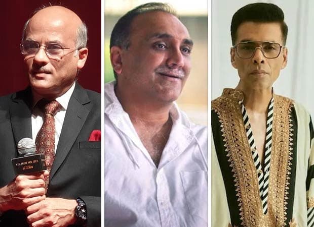 Sooraj Barjatya speaks on stage at the Royal Opera House alongside Himesh Reshammiya, Ayushmann Khurrana and Sharvari at the Yeh Prem Mol Liya title song launch.
