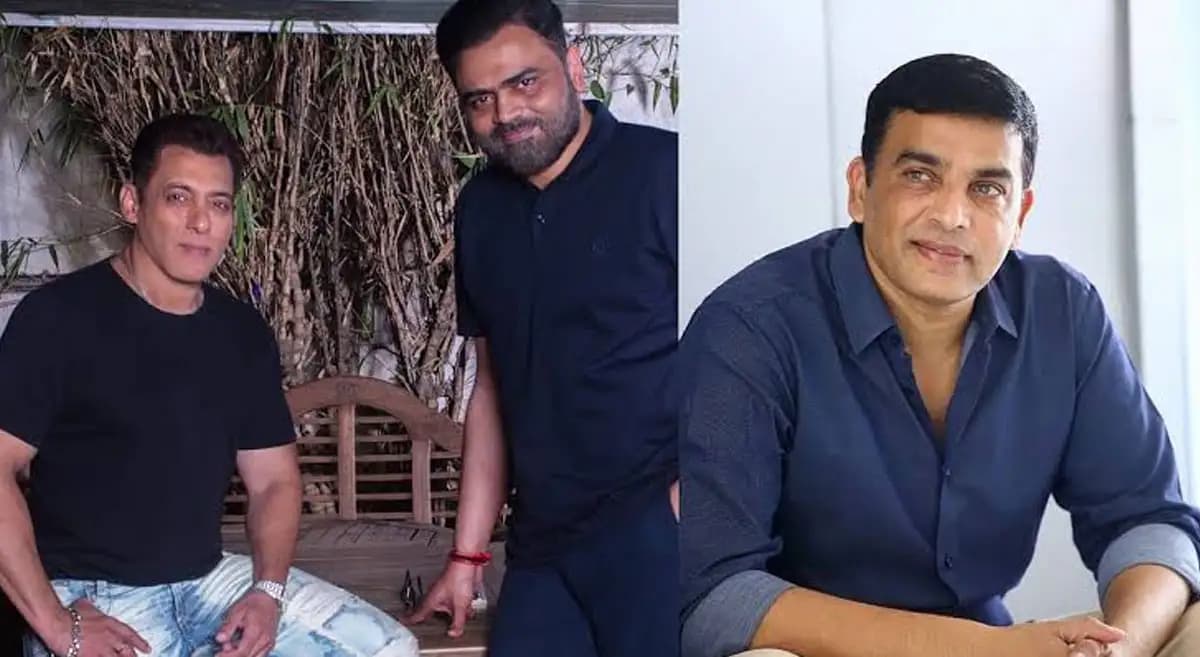 Salman Khan in a promotional still for Monster, flanked by co‑stars Nayanthara and Arvind Swamy