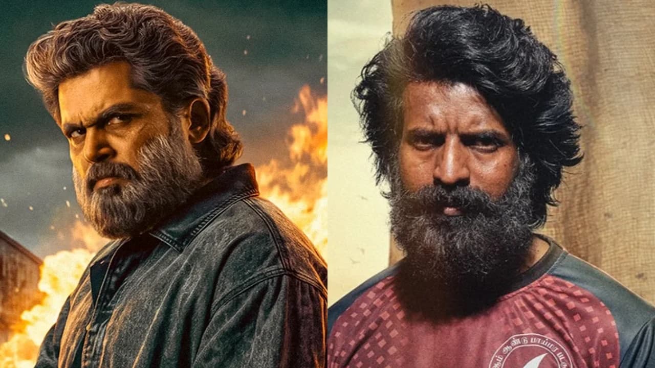 Promotional stills of Soori from Mandaadi and Karthi from Sardar 2 side by side ahead of their September 10 release
