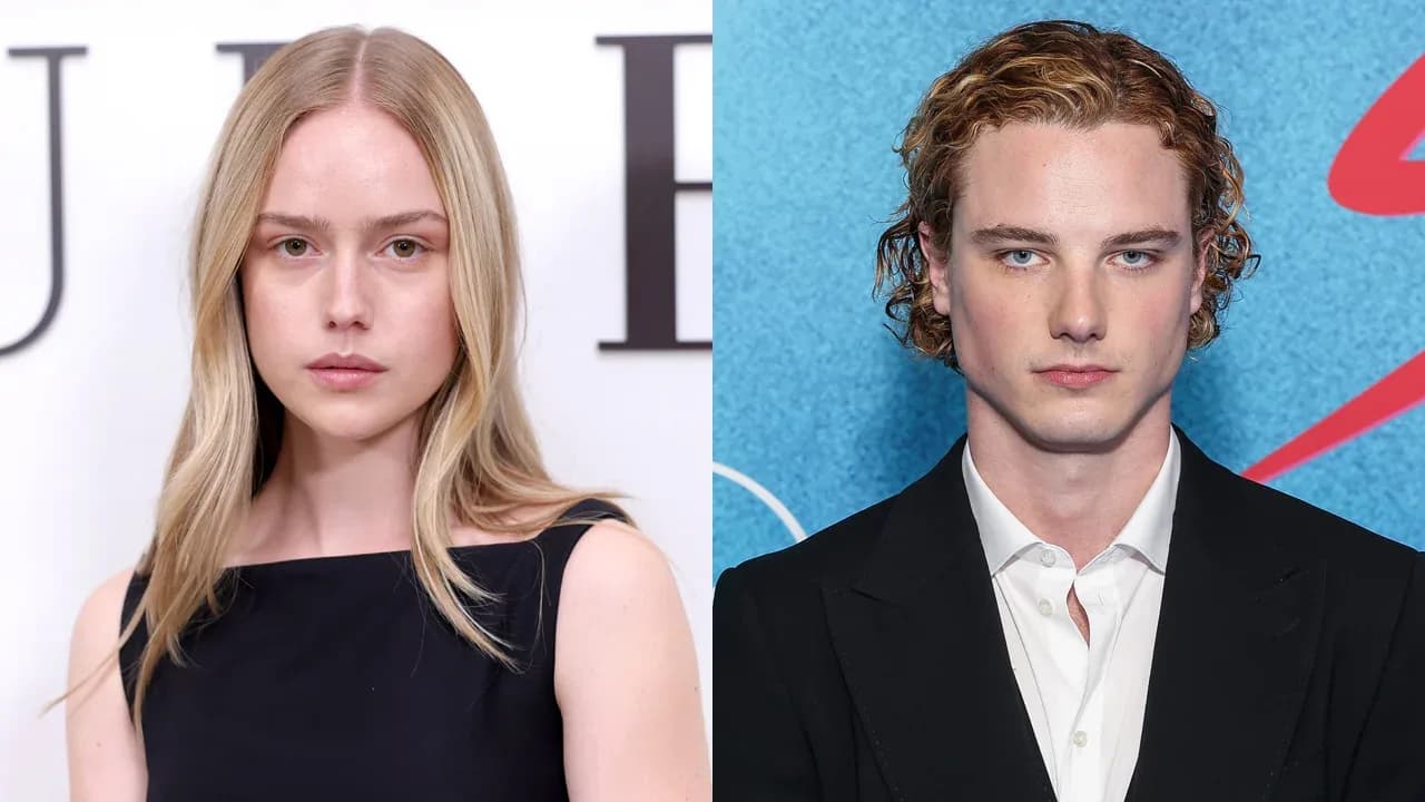 Side-by-side promotional photos of actors Amélie Hoeferle and Graham Campbell, newly cast in the Fake Skating film adaptation.