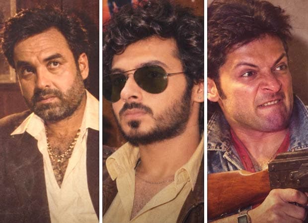 AI-generated 80s-style retro portraits of the Mirzapur: The Movie cast including Pankaj Tripathi, Ali Fazal and Divyenndu shared by PVR Cinemas