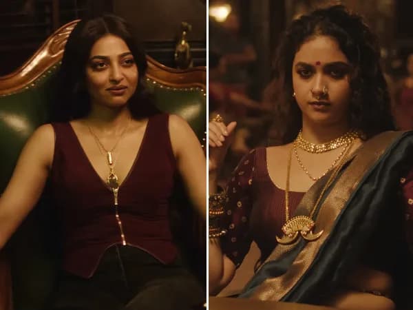 Poster of Akka showing Radhika Apte and Keerthy Suresh against a gritty 1980s backdrop