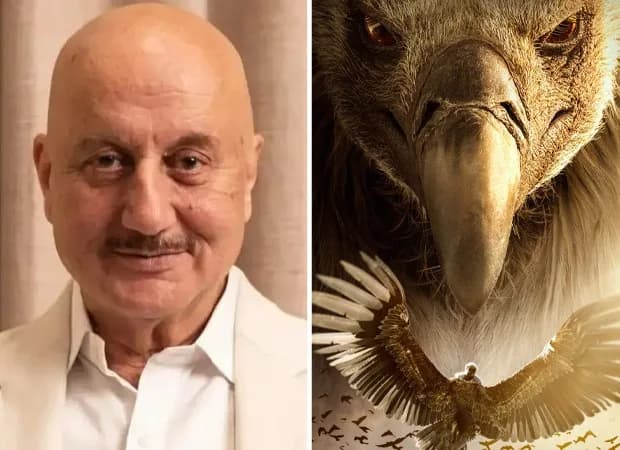 A dramatic close-up of Jatayu's eyes from the new Ramayana poster titled 'The Wings of Dharma', with wings spread wide in the background