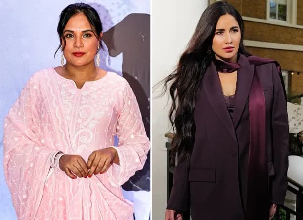 Richa Chadha and Katrina Kaif standing side by side at a public event, both smiling, with blurred crowd behind them.