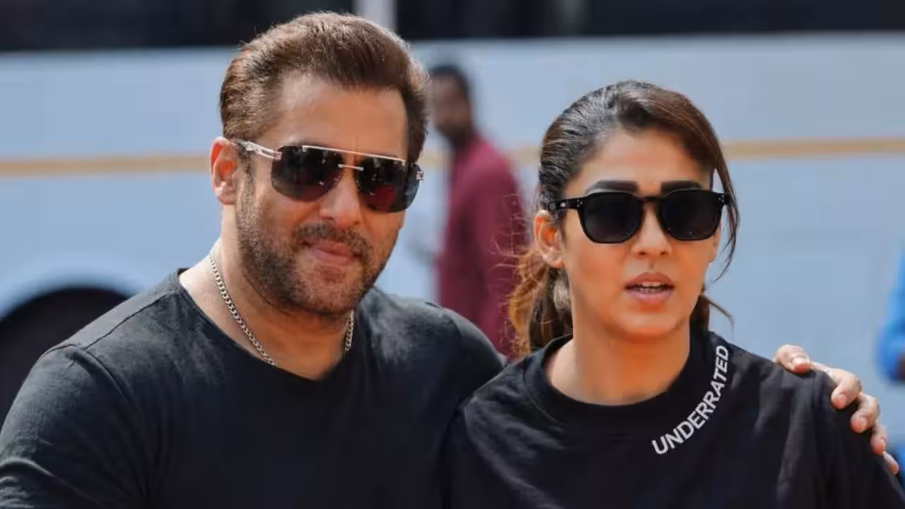 Salman Khan and Nayanthara pose on the set of Monster, with director Vamshi Paidipally overseeing the shoot