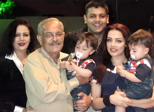 Old family photograph shared by Celina Jaitly showing her with her parents, brother and twin sons