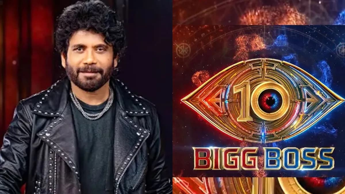 Bigg Boss Telugu 10 house contestants gathered together with host Nagarjuna during a live episode segment