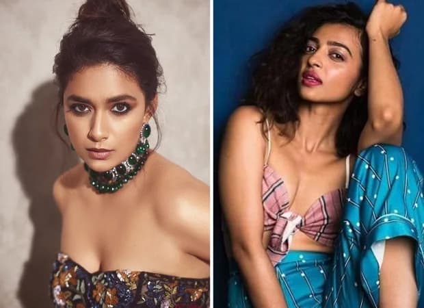 Promotional poster of Akka showing Keerthy Suresh and Radhika Apte in 1980s gangster attire