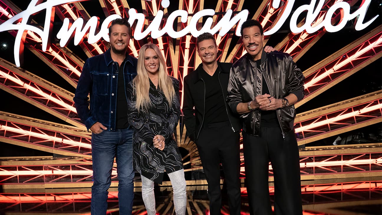 American Idol logo displayed on a television studio set