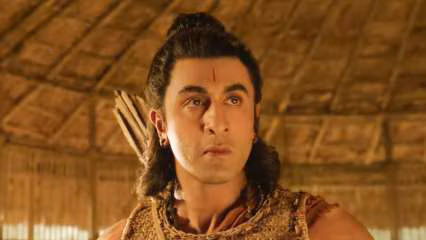 Ranbir Kapoor in costume as Lord Rama from the Ramayana trailer, bow in hand