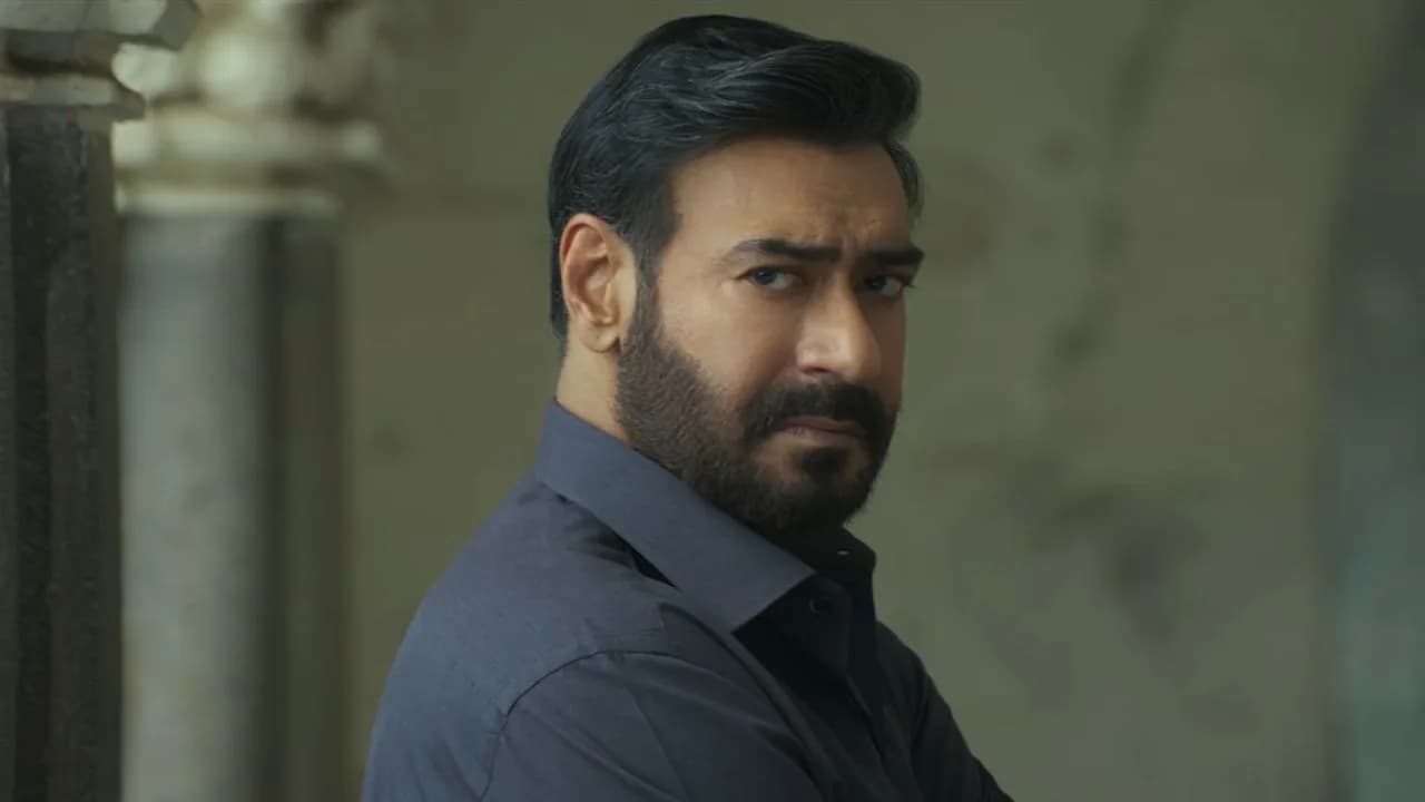 Ajay Devgn in a tense scene from Drishyam: The Conclusion
