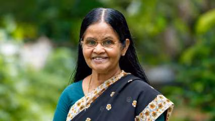 Portrait of veteran Malayalam actor Savithri Sreedharan, known for her role in Sudani from Nigeria