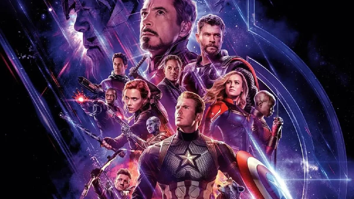 Poster of Avengers: Endgame Encore featuring MCU heroes against a cosmic backdrop