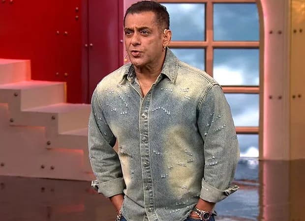 Salman Khan speaking on the Bigg Boss 20 set, gesturing about AI deepfake concerns