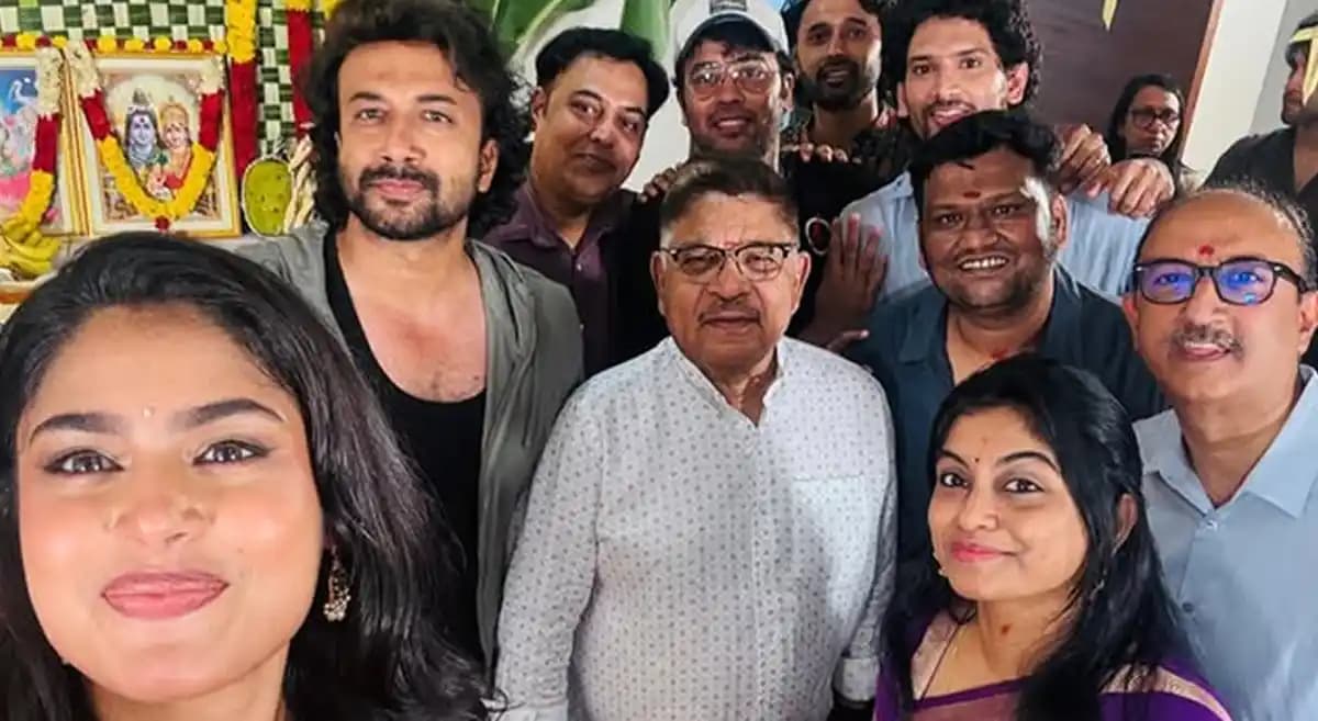 Faria Abdullah and Satya Dev at the pooja ceremony for 'Trial & Error'